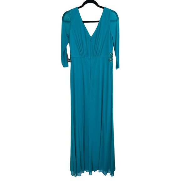 Marina Embellished Formal Mesh Gown Long Green Maxi Dress Size 6 NWT - Picture 7 of 9